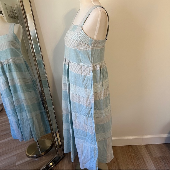 Patagonia Garden Island Blue White Stripe Midi Dress Women’s Small hemp - Picture 2 of 10